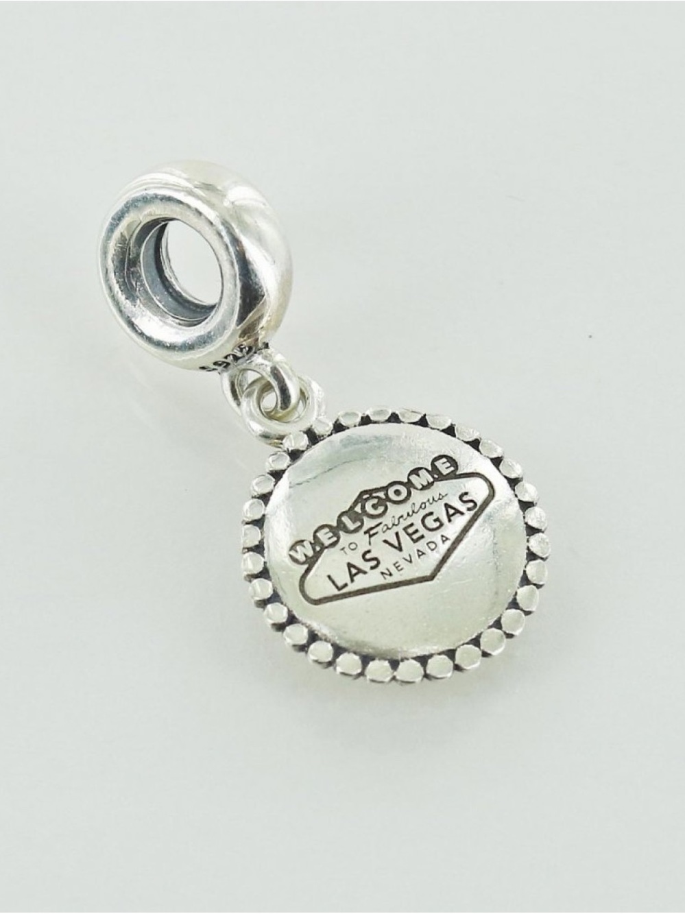 Pandora Silver Las Vegas Sign Round Dangle Charm